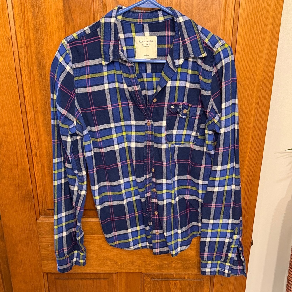 Abercrombie & Fitch Navy Plaid Shirt